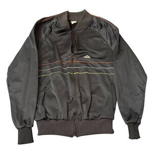 Vintage Jordache Mens Black Full-Zip Track Jacket W/ Striped Detail Size Large L